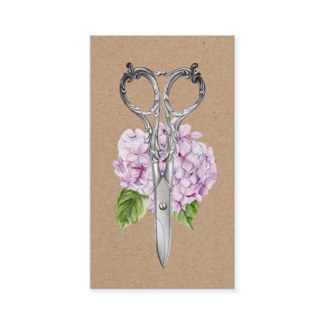 Hair Stylist Antique Scissor & Hydrangea Flower