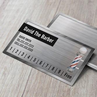 Hair Stylist Barber Shop Professional Metal Framed Loyalty Card