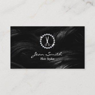 Hair Stylist Chic Diamonds & Scissor Logo Salon