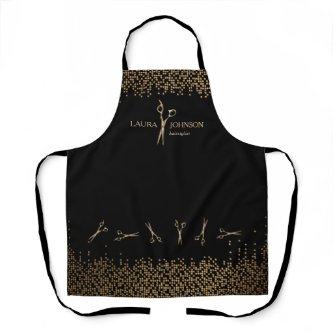Hair Stylist Dripping Gold Glitter Scissors Busine Apron