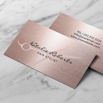 Hair Stylist Elegant Rose Gold Scissor Minimalist