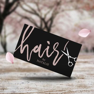 Hair Stylist Elegant Scissor Script Black Salon