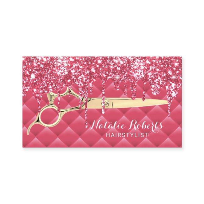 Hair Stylist Girly Pink Glitter Drips Beauty Salon