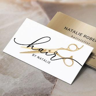 Hair Stylist Gold Scissor Elegant Script Salon