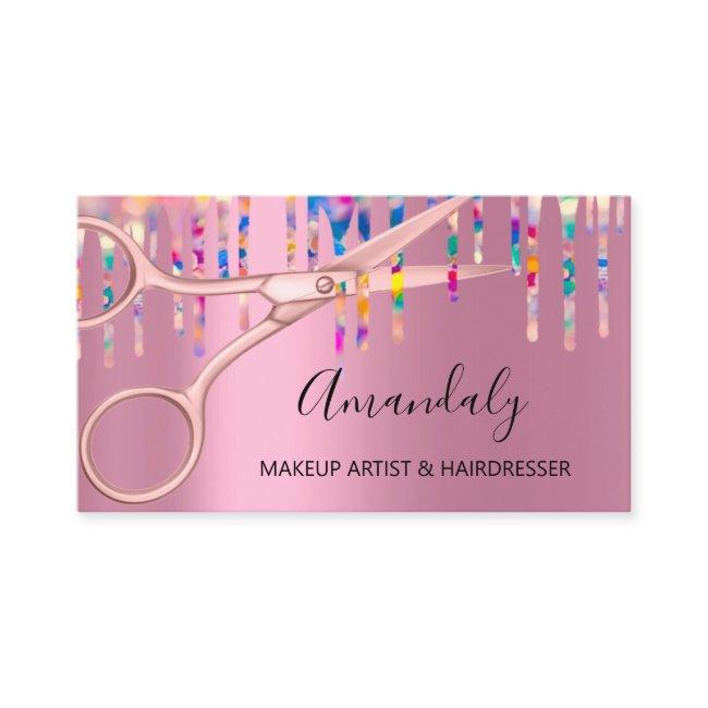 Hair Stylist Hairdresser Rose Holograph Scissors