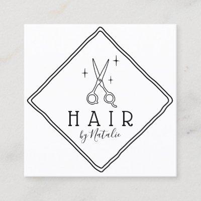 Hair Stylist Hand Drawn Scissor Logo Minimalist Square