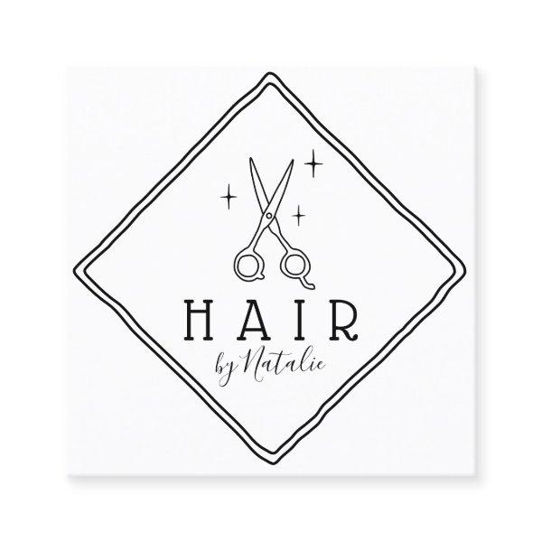 Hair Stylist Hand Drawn Scissor Logo Minimalist Square