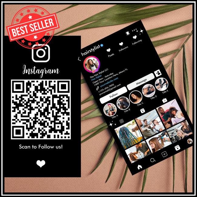Hair Stylist Instagram Black | Scan to Connect QR