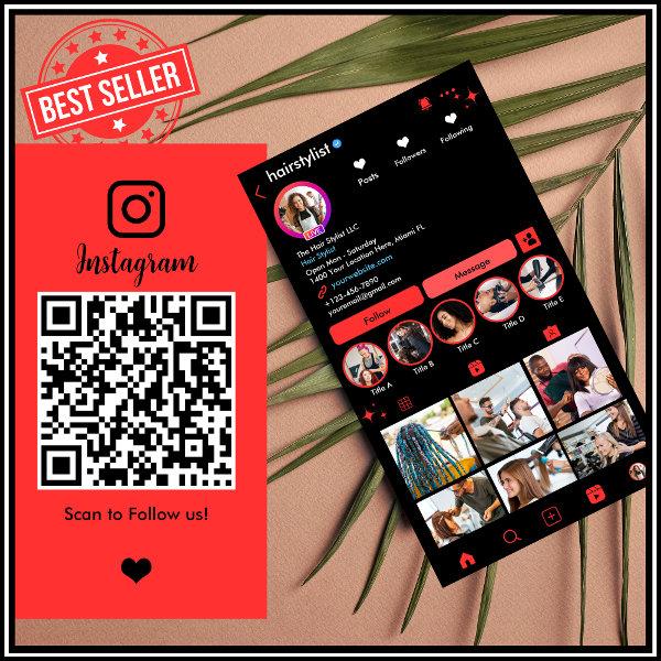 Hair Stylist Instagram Red | Scan to Connect QR