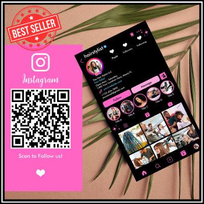 Hair Stylist Instagram Trendy Unique Chic QR Pink