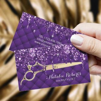 Hair Stylist Lux Purple Glitter Drips Beauty Salon