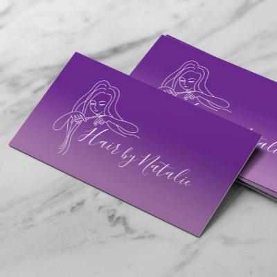 Hair Stylist Minimalist Purple Ombre Beauty Salon