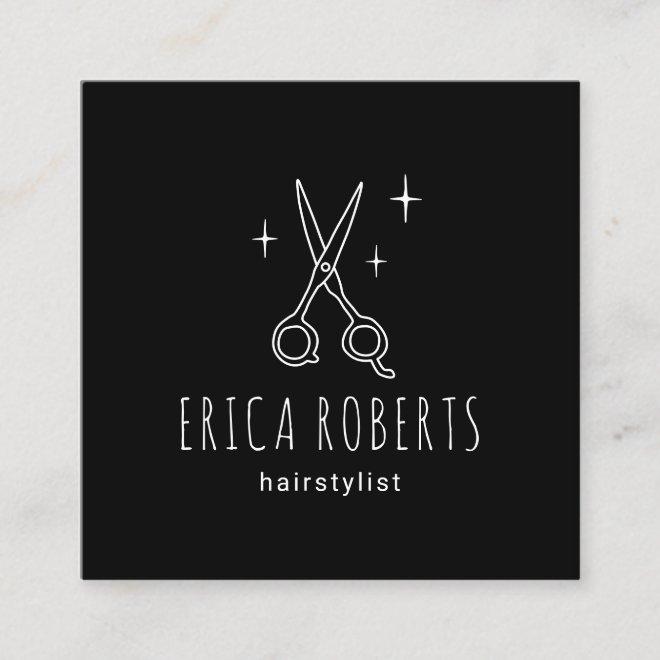 Hair Stylist Minimalist Scissor Drawing Salon Square