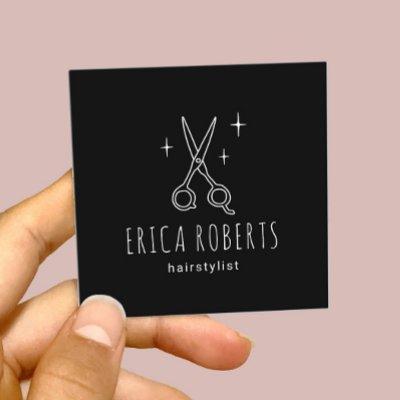 Hair Stylist Minimalist Scissor Drawing Salon Square