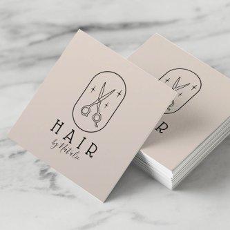 Hair Stylist Minimalist Scissor Logo Pastel Salon Square