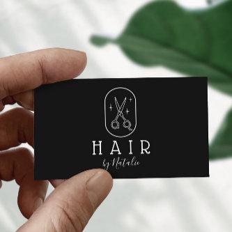 Hair Stylist Minimalist Scissor Logo Plain Black