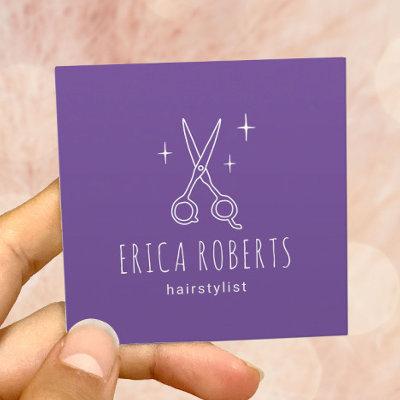Hair Stylist Minimalist Scissor Purple Salon Square
