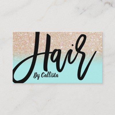 Hair Stylist Mint Gold Glitter Typography