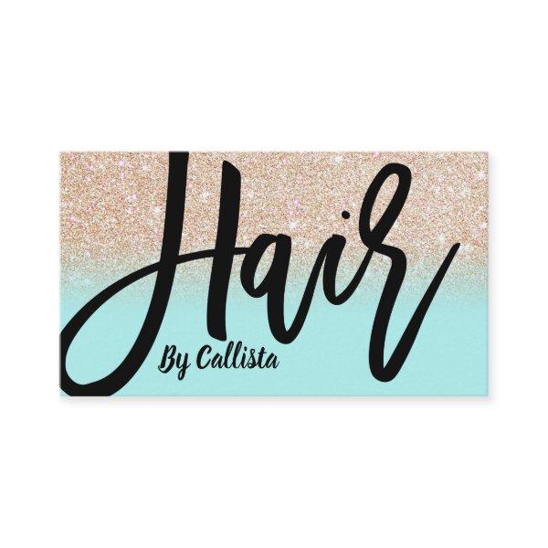 Hair Stylist Mint Gold Glitter Typography