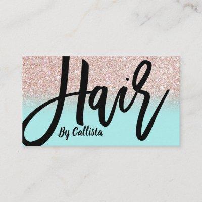 Hair Stylist Mint Rose Gold Glitter Typography