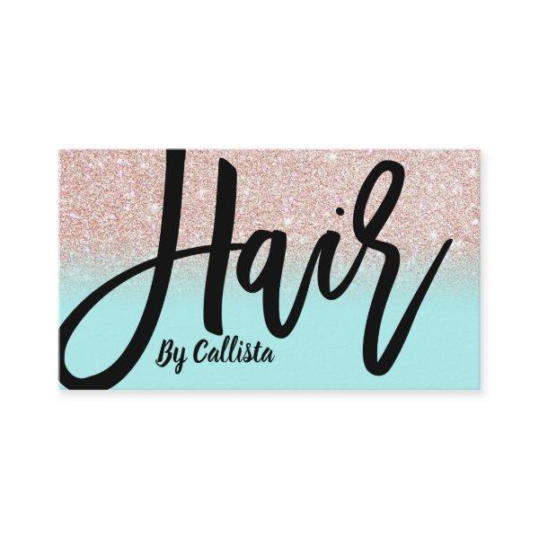 Hair Stylist Mint Rose Gold Glitter Typography