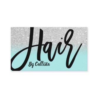Hair Stylist Mint Silver Glitter Typography