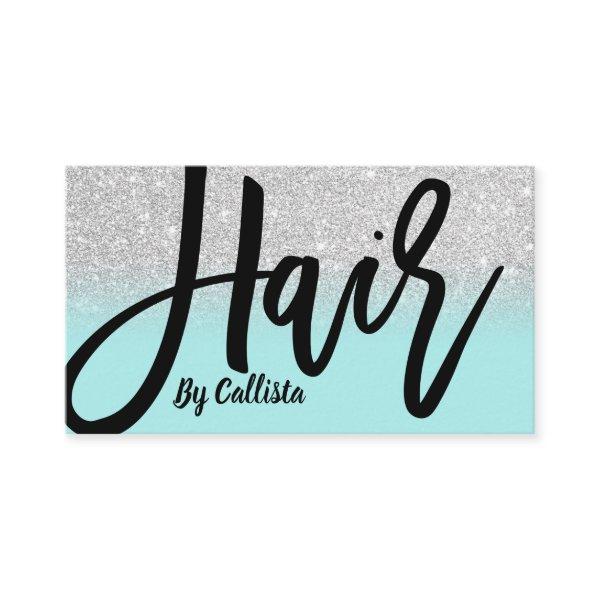 Hair Stylist Mint Silver Glitter Typography
