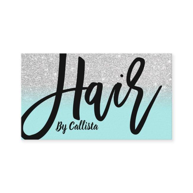Hair Stylist Mint Silver Glitter Typography