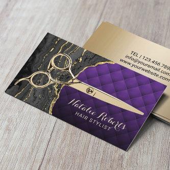 Hair Stylist Modern Purple Gold Agate Beauty Salon