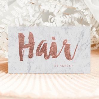 Hair stylist modern rose gold typography marble