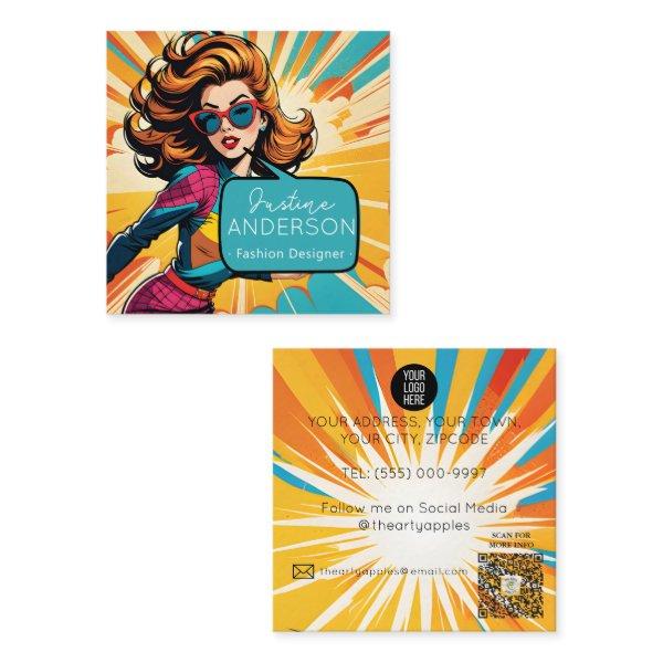 hair stylist Retro Pop Art Lady woman Wow Square