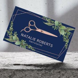 Hair Stylist Rose Gold Geometric Greenery Navy