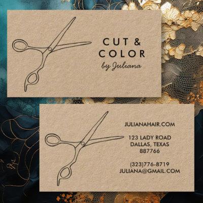 Hair Stylist Salon Chic Scissors Line Art Minimal