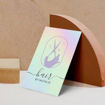 Hair Stylist Scissor Hand Logo Pastel Holographic