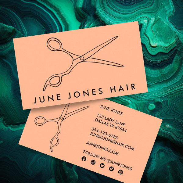 Hair Stylist Scissors Chic Line Art Peach Fuzz