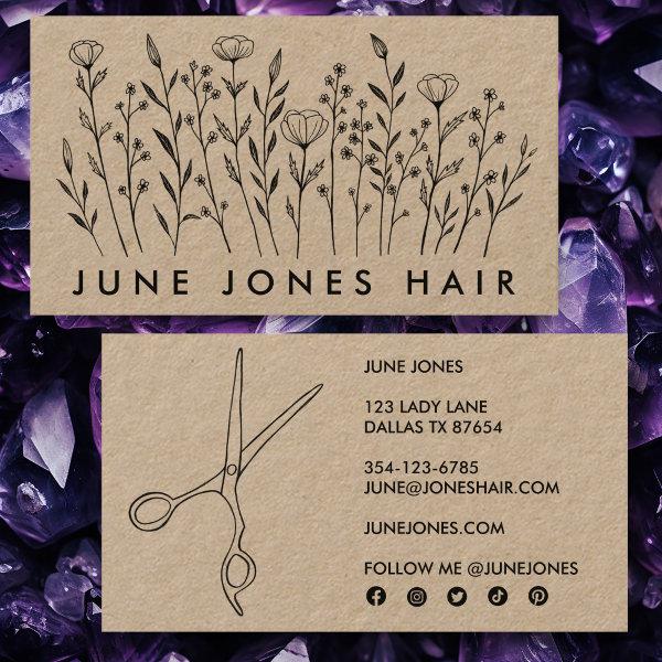 Hair Stylist Scissors Elegant Wildflowers Kraft