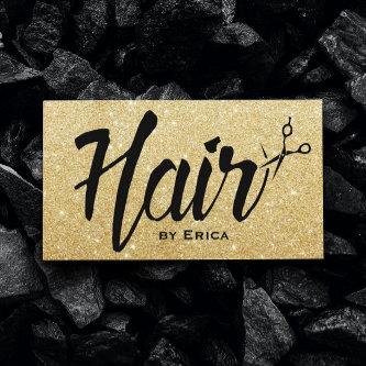 Hair Stylist Script Modern Gold Glitter Hair Salon