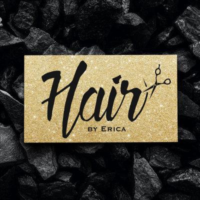 Hair Stylist Script Modern Gold Glitter Hair Salon