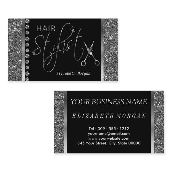 Hair Stylist - Silver Glitter and  Diamonds