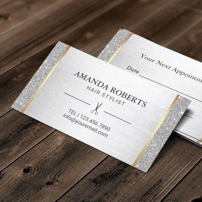 Hair Stylist Silver Glitter Salon Appointment