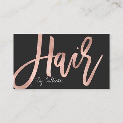Hair Stylist Simple Rose Gold Modern Typography