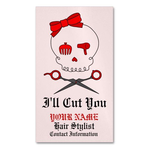 Hair Stylist Skull & Scissor Crossbones - Red 6 Magnetic