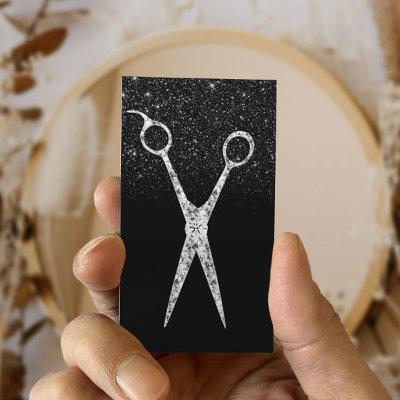 Hair Stylist Sparkling Scissor Black Glitter Salon