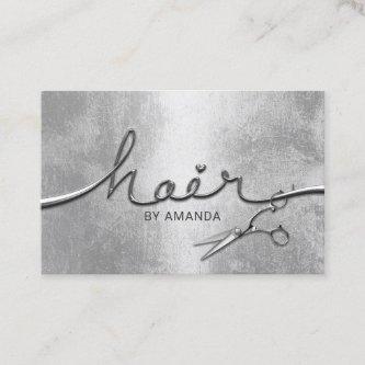 Hair Stylist Stylish Silver 3D Typography Salon Appointment Card