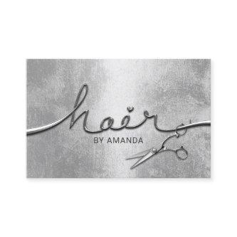 Hair Stylist Stylish Silver 3D Typography Salon Appointment Card