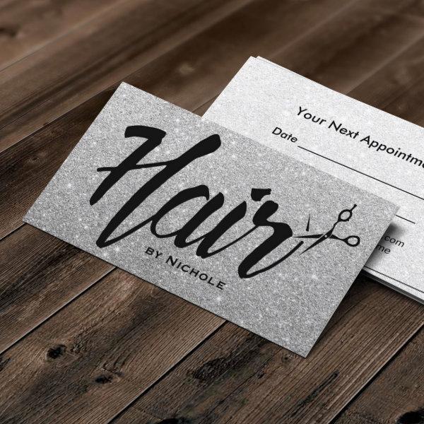 Hair Stylist Typography Silver Glitter Appointment