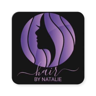 Hair Stylist with Logo Purple Ombre Salon  Square