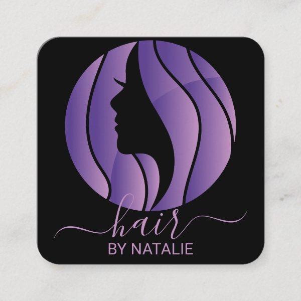 Hair Stylist with Logo Purple Ombre Salon  Square