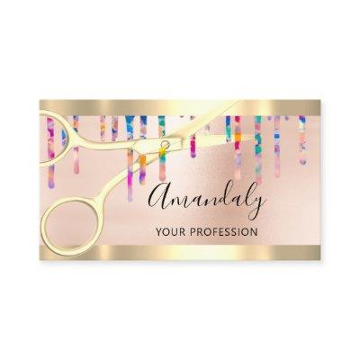 Hairdresser Coiffeur Gold Scissors Holograph