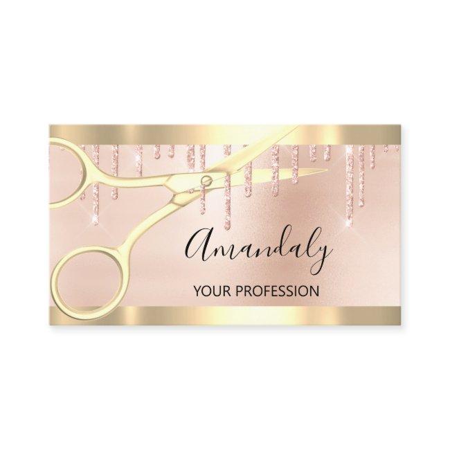 Hairdresser Coiffeur Gold Scissors Rose Gold